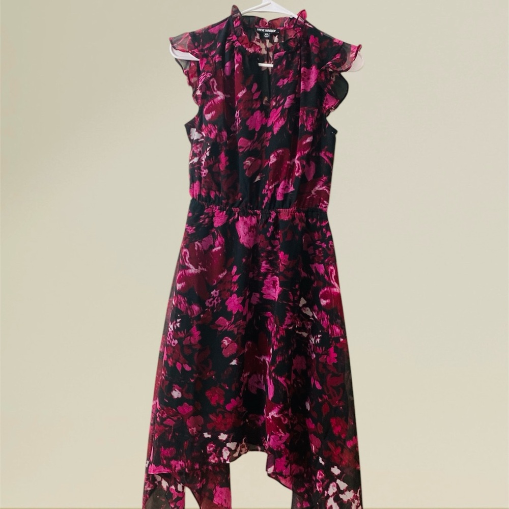 Floral Sleeveless Dress - Pink and Black